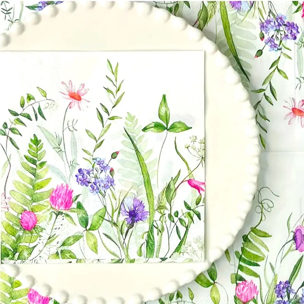 Floral Design Cocktail Beverage Paper Napkins, 20 ct